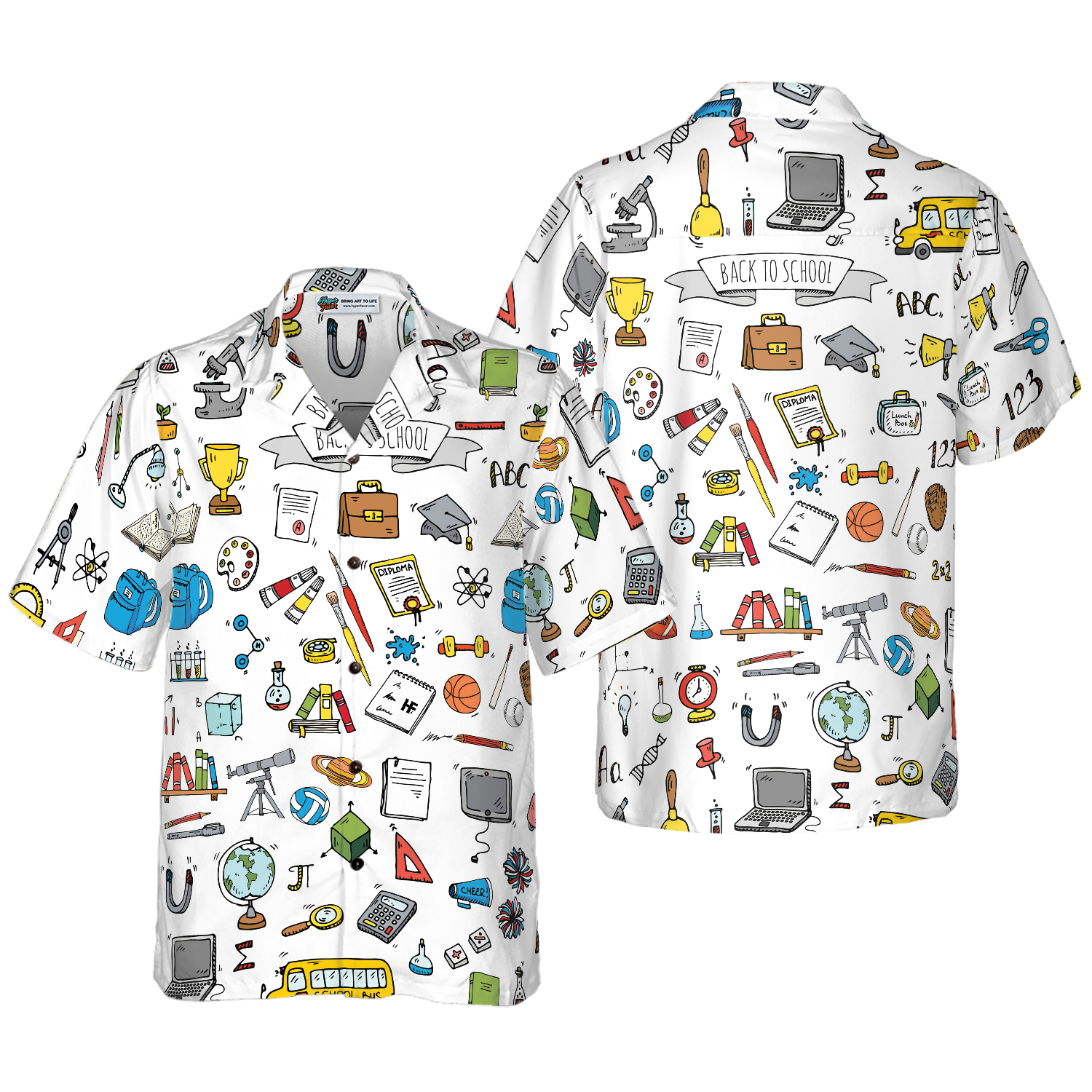 Back To School Hand Drawn Doodle Style School Hawaiian Shirt 1.png