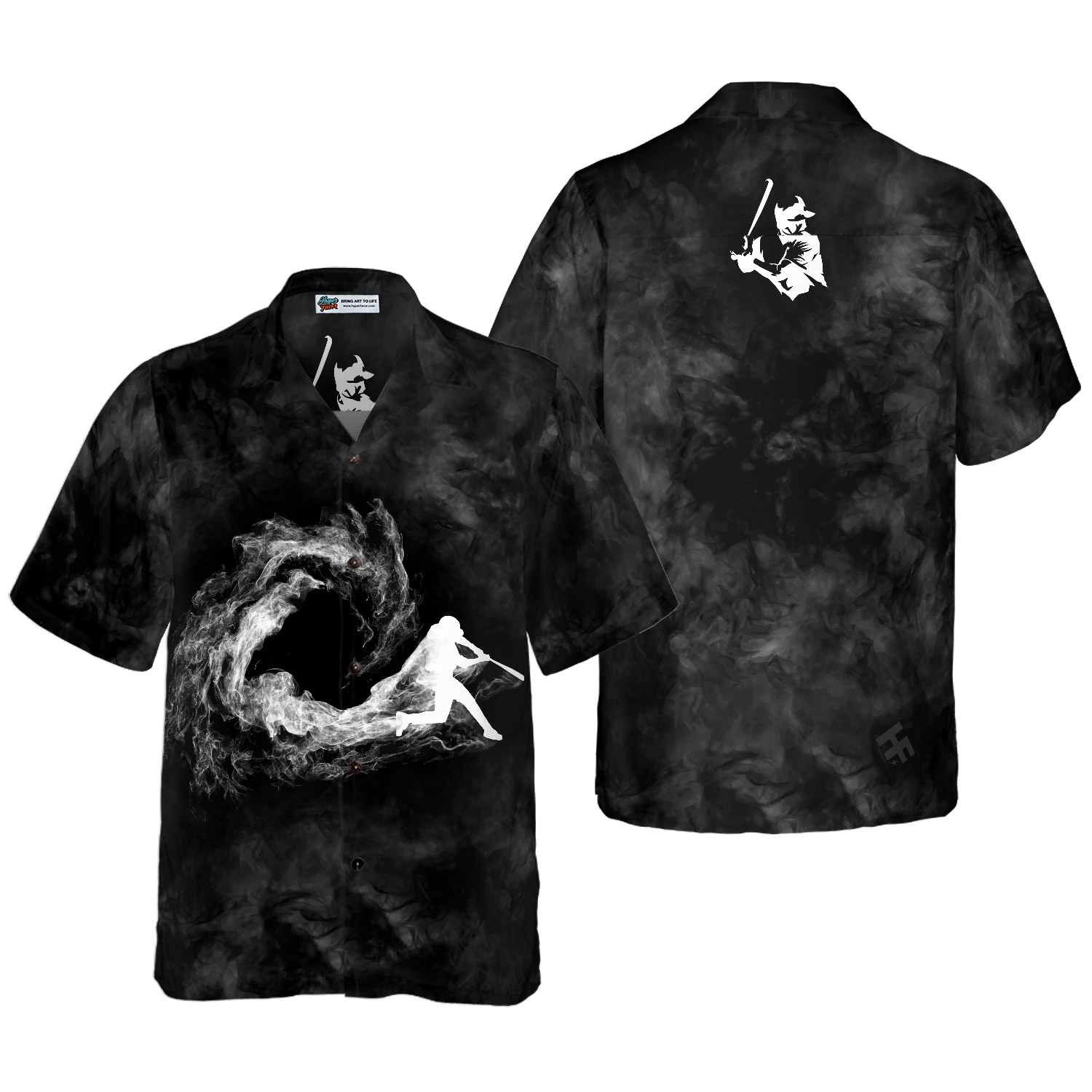 Baseball Player On Smoke Background Hawaiian Shirt 1.png