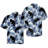 Bigfoot The Blue Leaves Bigfoot Hawaiian Shirt White And Navy Blue Tropical Floral Bigfoot Shirt For Men 1.png