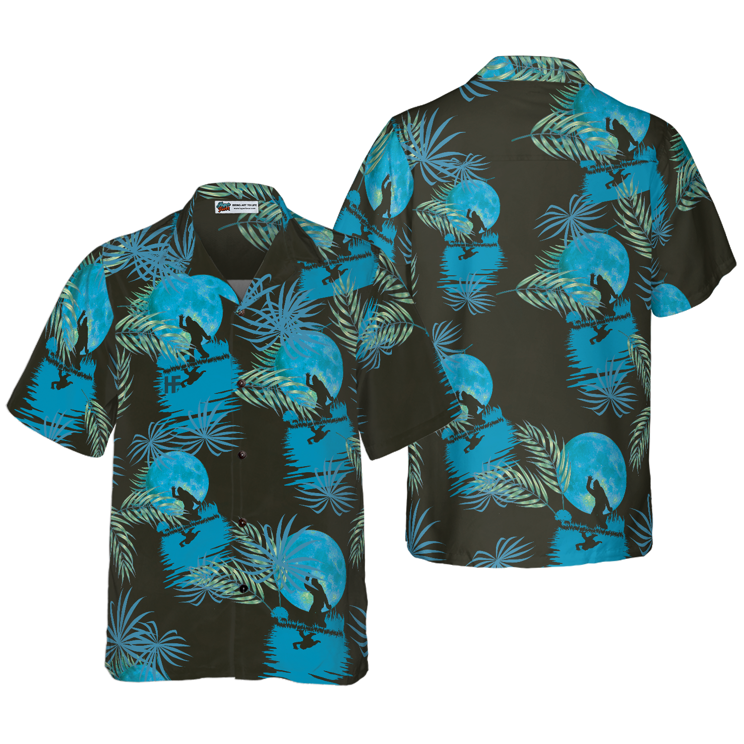 Bigfoot Tropical Blue Moon Bigfoot Hawaiian Shirt Black And Blue Moonlight Bigfoot Shirt For Men 1.png