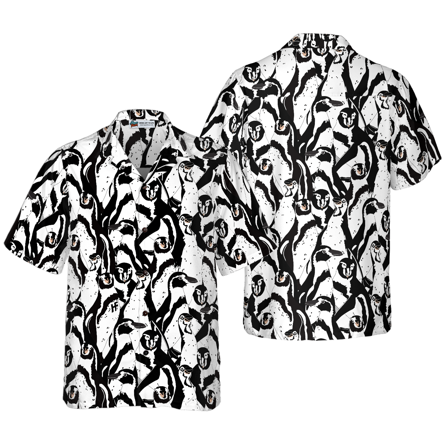 Black And White Penguin Shirt For Men Hawaiian Shirt 1.png