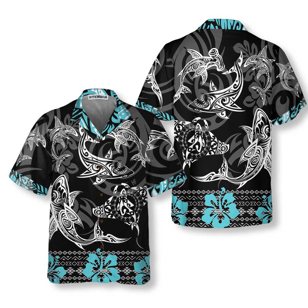 Blue Shark Hawaiian Shirt Shark Button Up Shirt For Adults Shark Print Shirt 1.jpg