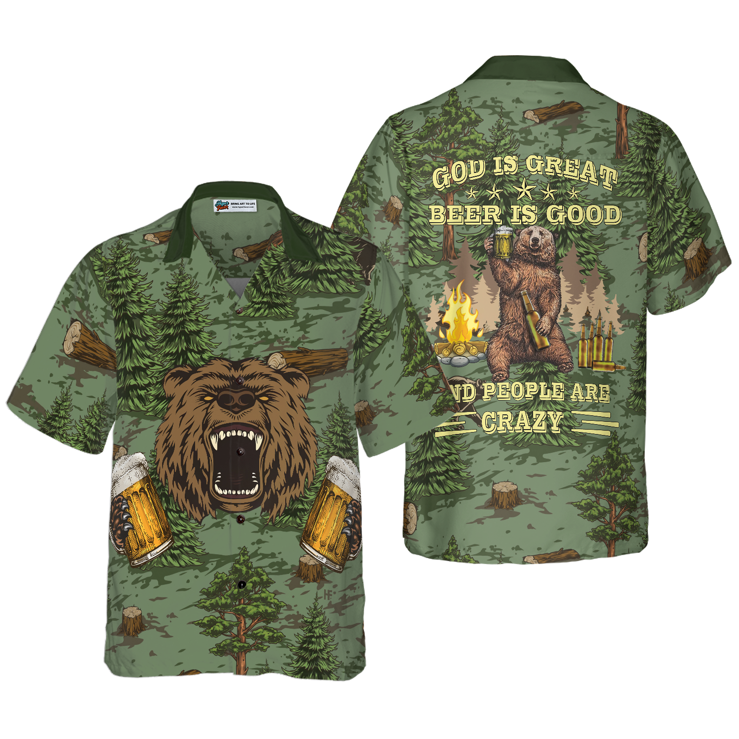 Camping Angry Bear Drink Beer Hawaiian Shirt 1.png