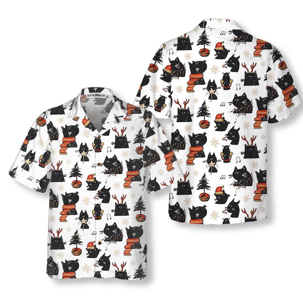 Cartoon Black Cat Merry Christmas Hawaiian Shirt Funny Christmas Cat Shirt Best Xmas Gift Idea 1.jpg