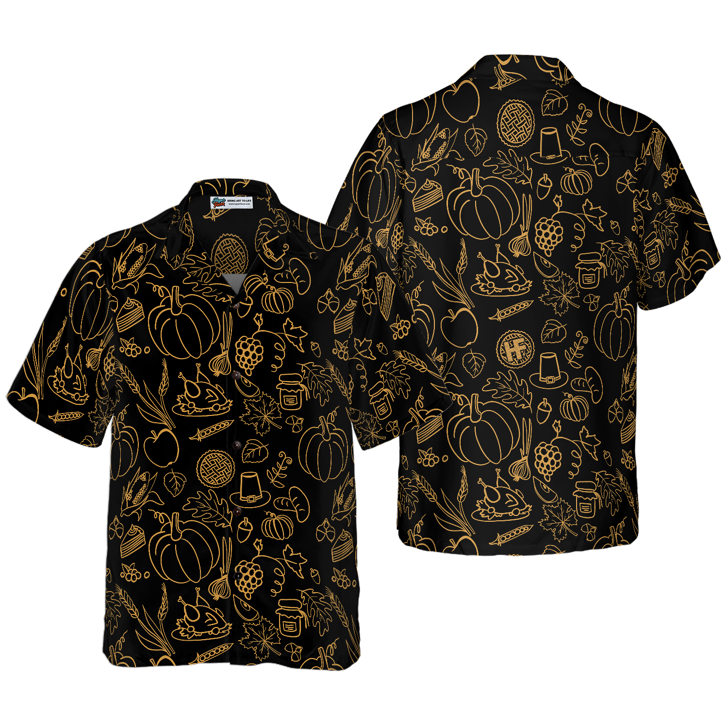 Cartoon Thanksgiving Pattern Hawaiian Shirt 1.png