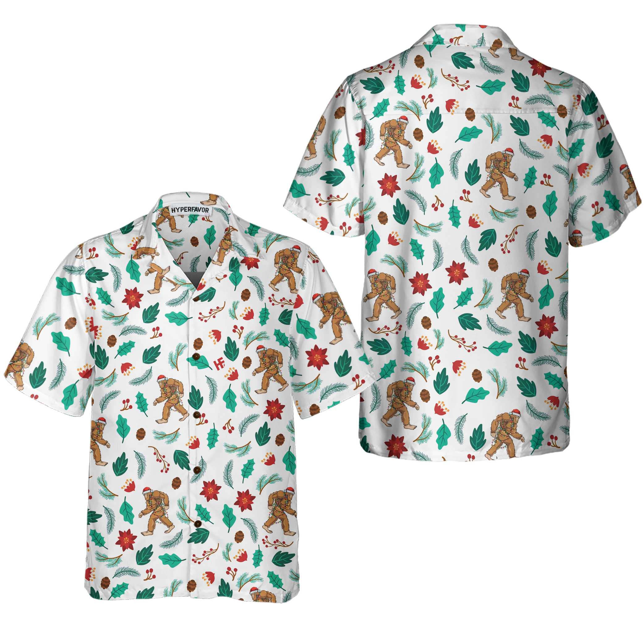 Christmas Bigfoot Sasquatch Pattern Hawaiian Shirt Funny Christmas Shirt Best Gift For Christmas 1.jpg