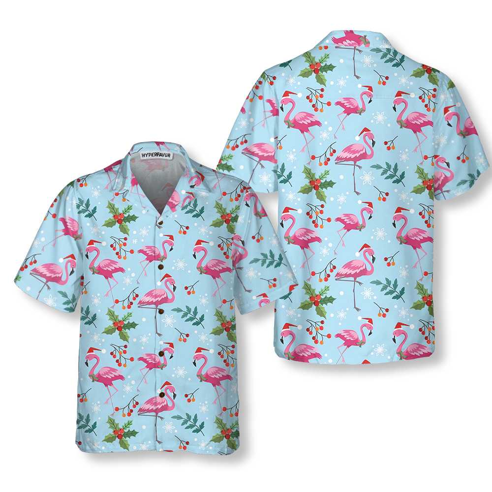Christmas Flamingo Seamless Pattern Hawaiian Shirt Christmas Flamingo Shirt Best Xmas Gift Idea 1.jpg