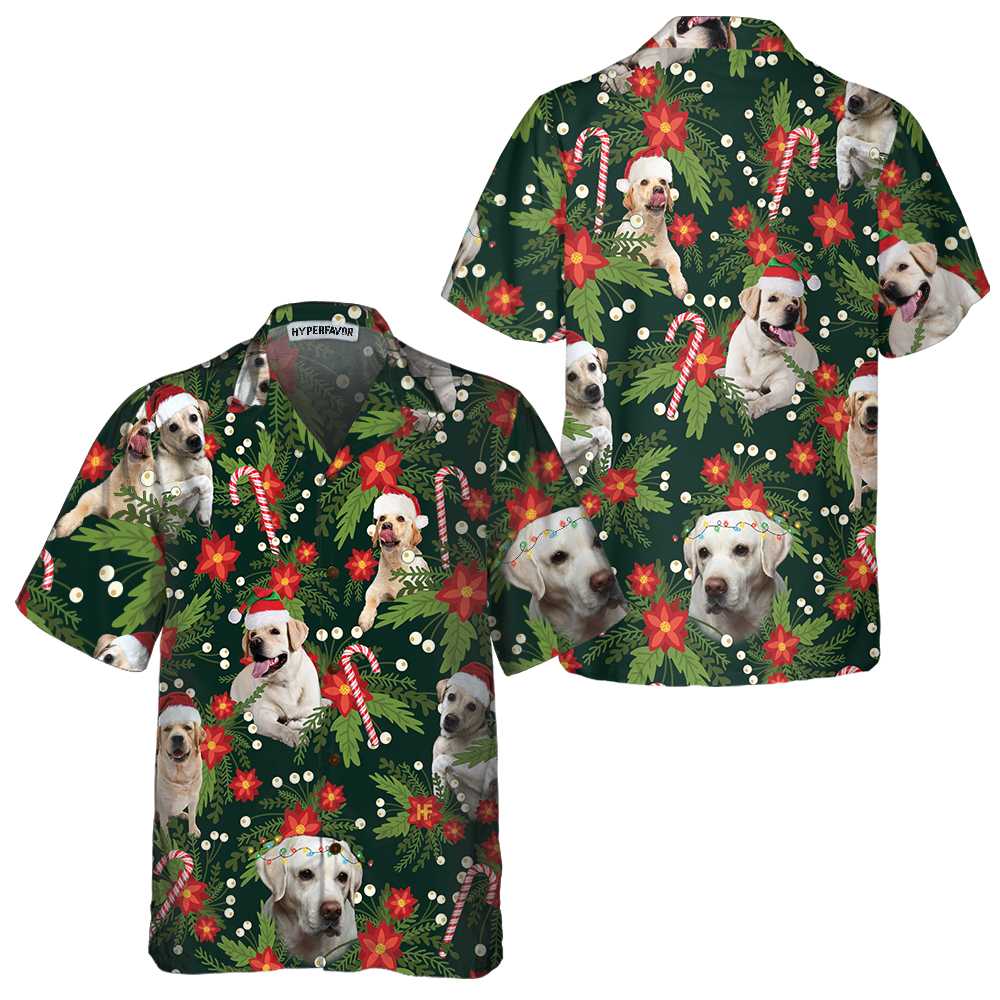 Christmas Labrador Retriever With Poinsettia Flower Hawaiian Shirt Funny Labrador Shirt For Men Women 1.jpg