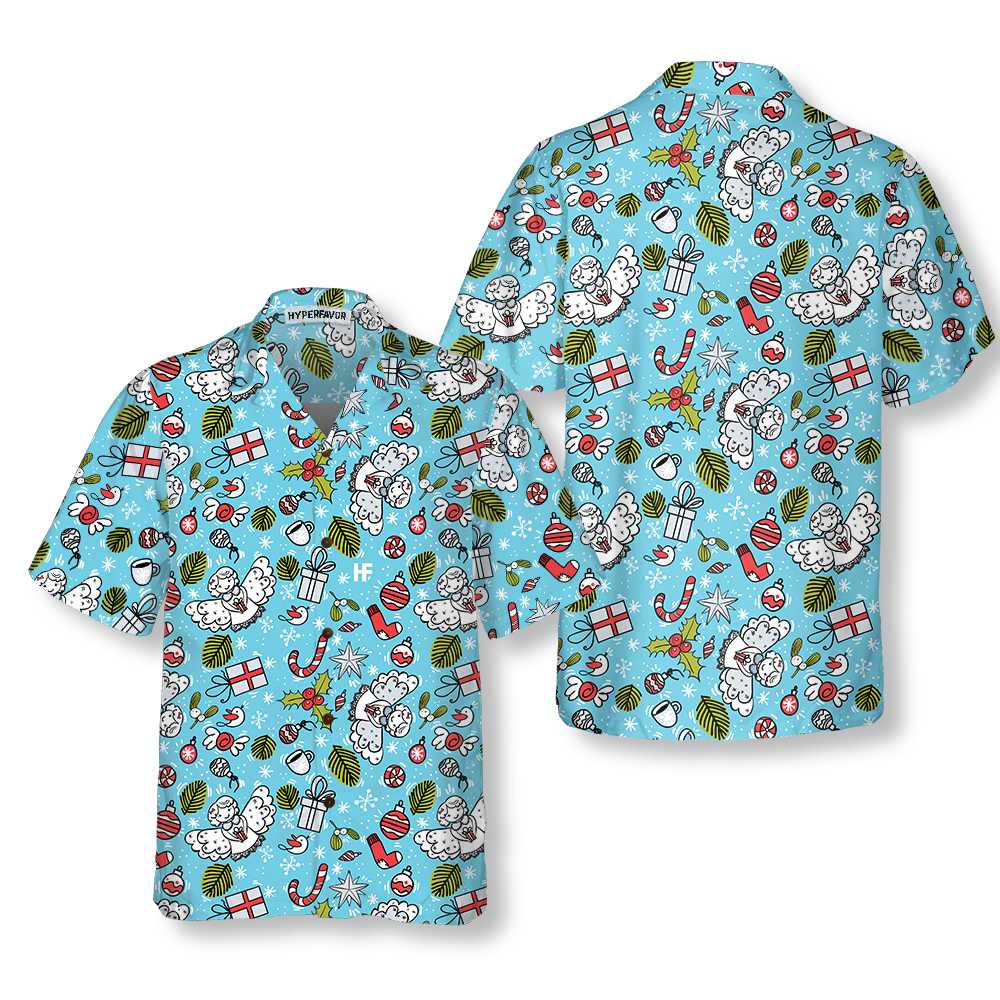 Christmas Pattern With Angel Christmas Hawaiian Shirt Best Gift For Christmas Day 1.jpg