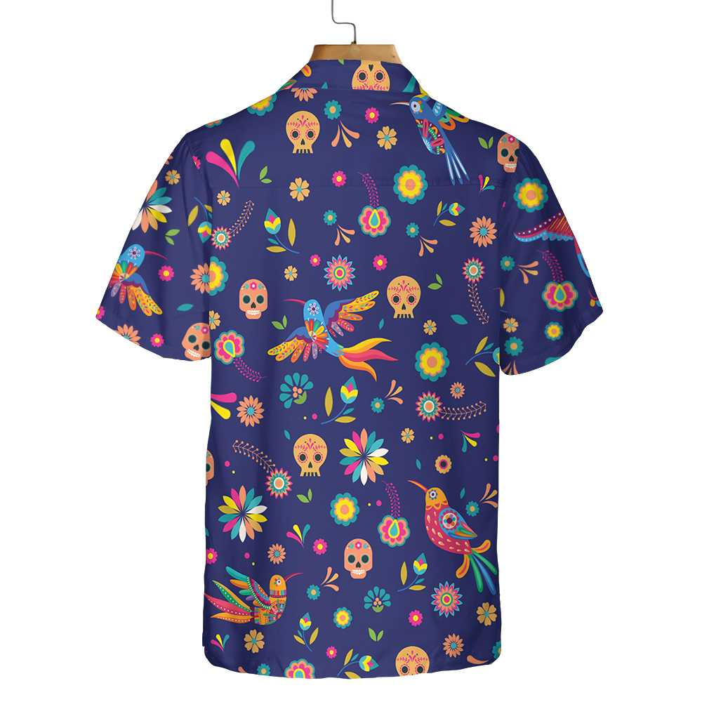 Colorful Alebrijes Birds And Bright Floral Mexican Culture Hawaiian Shirt Mexican Sugar Skull Shirt 1.jpg