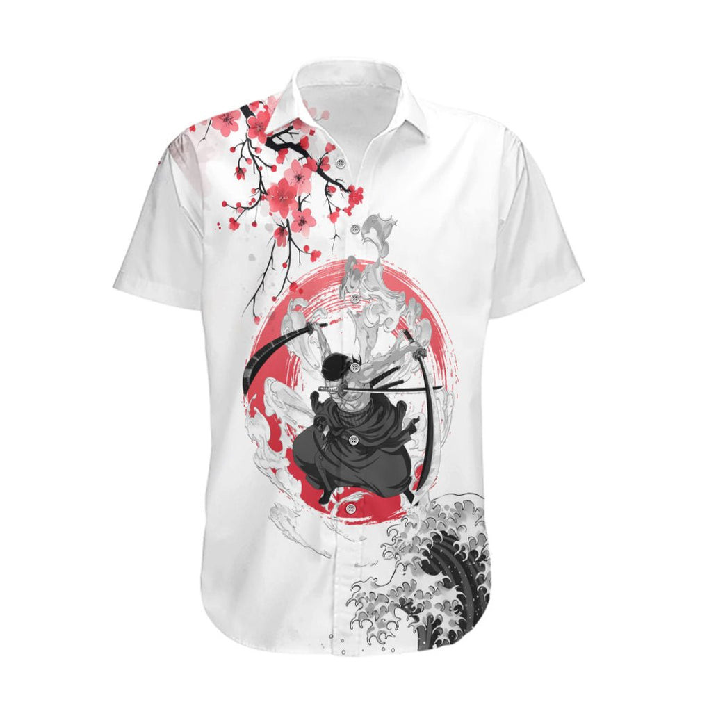 Anime One Piece Roronoa Zoro Hawaiian Shirt Sumi e Painting 1.jpg