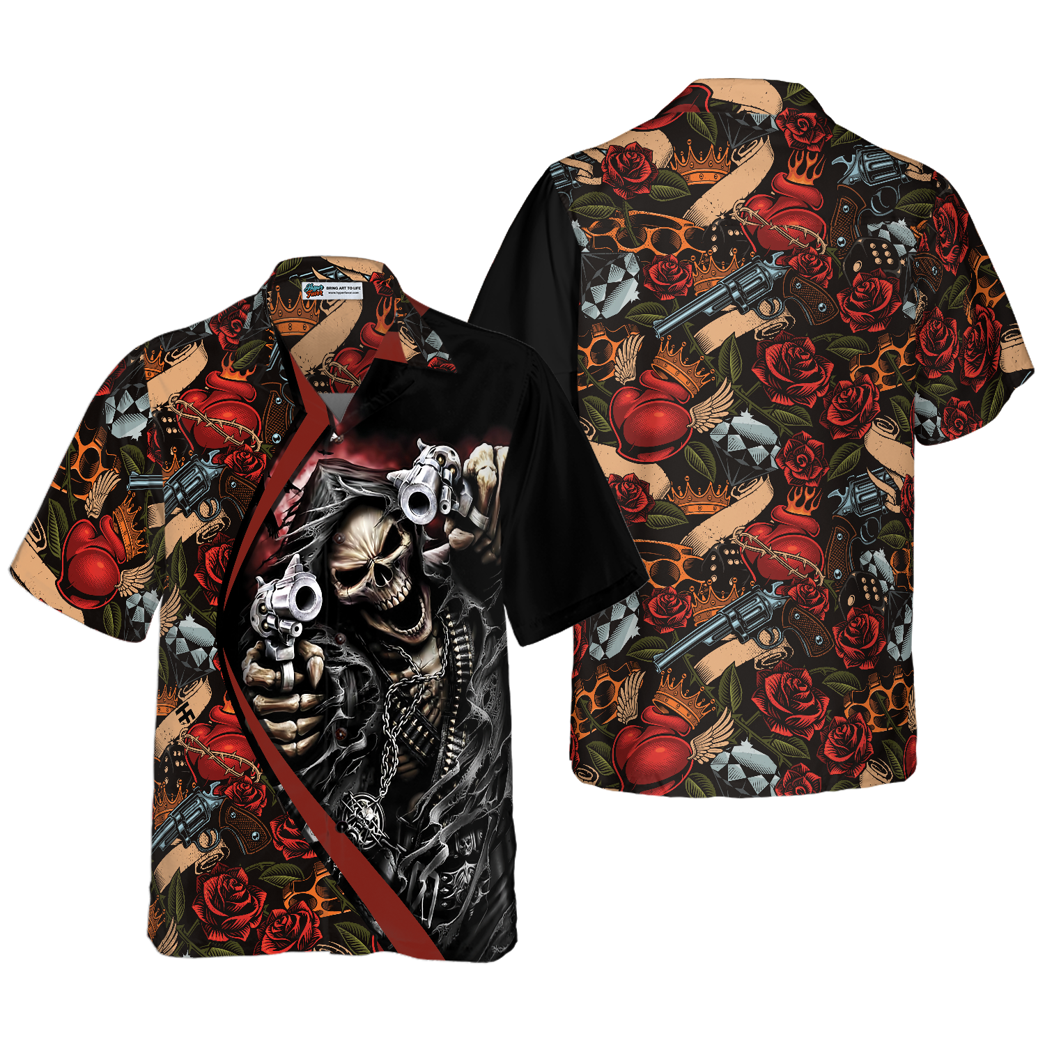 Cool Gun Skull Hawaiian Shirt 1.png