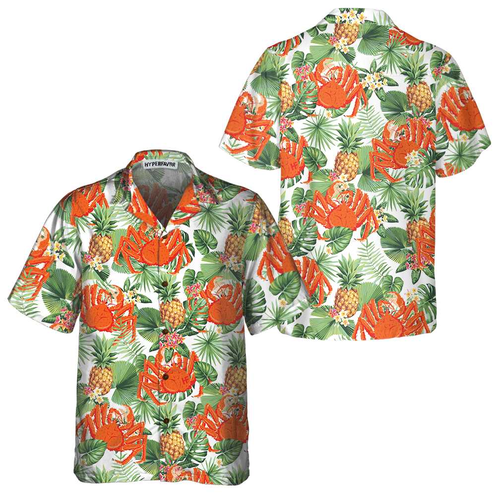 Crab And Tropical Pineapple Pattern Hawaiian Shirt Unique Crab Shirt Crab Print Shirt 1.jpg