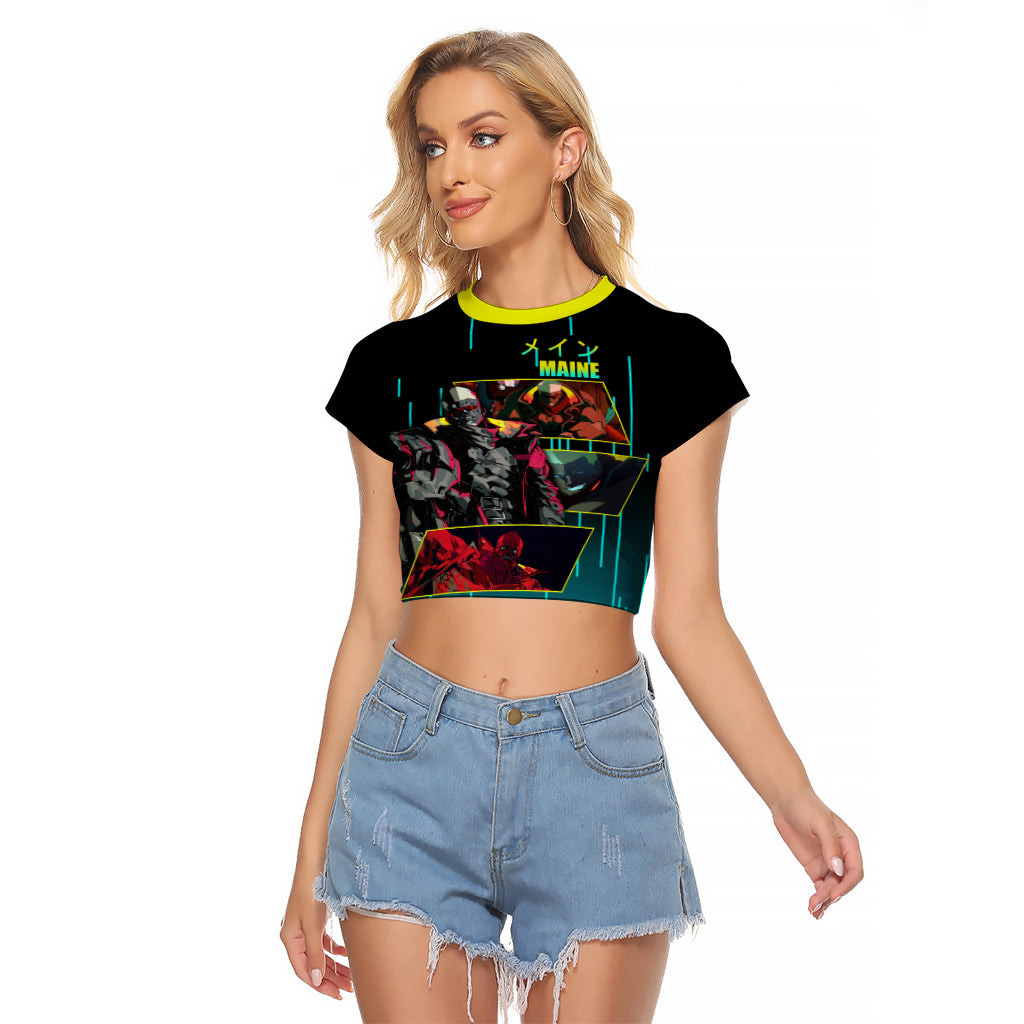 Cyberpunk Maine Raglan Cropped T Shirt 1