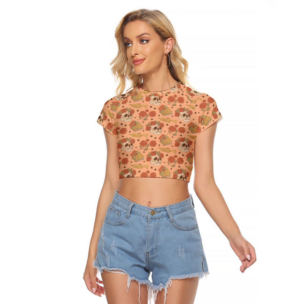 Day of the Dead Raglan Cropped T Shirt Sugar Skulls 1