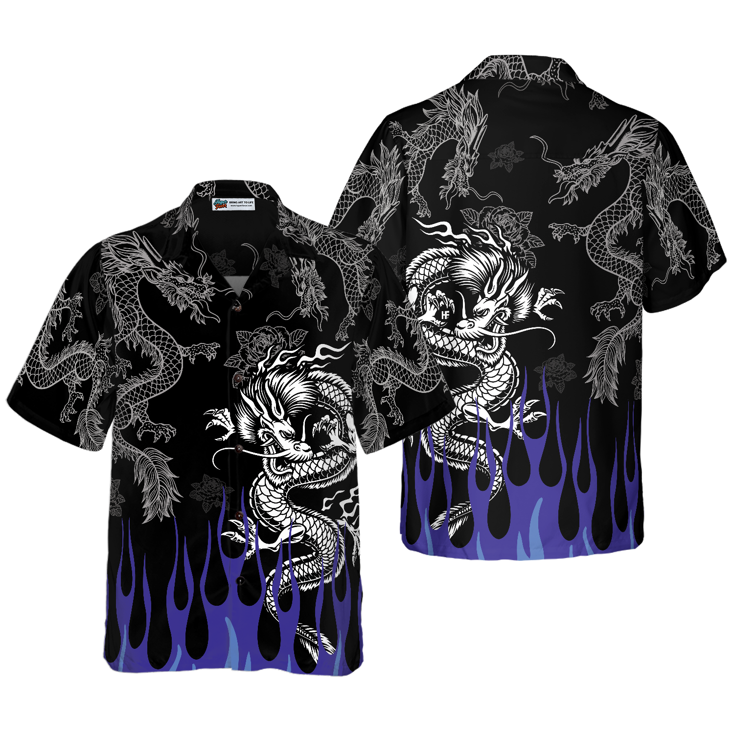 Dragon With Blue Flame Hawaiian Shirt 1.png