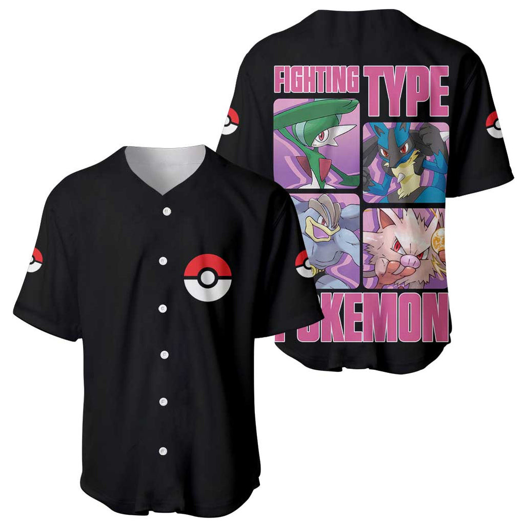 Fighting Type Pokemon Baseball Jersey Anime 1