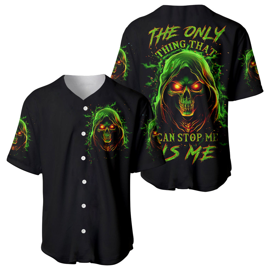 Fire Death Skull Baseball Jersey The Only Thing That Can Stop Is Me 1