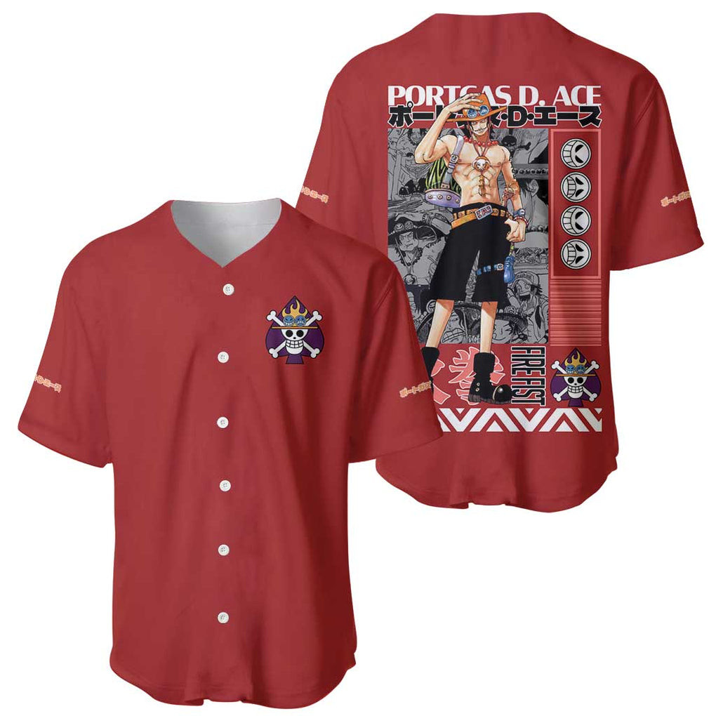 Fire Fist Portgas D Ace One Piece Baseball Jersey Anime 1