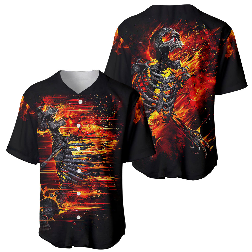 Fire Skull Baseball Jersey Dead Fire Skeleton Scream 1