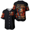 Fire Skull Baseball Jersey My Demon Hide Inside My Head 1