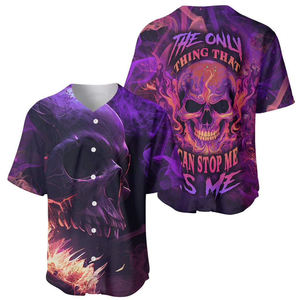 Fire Skull Baseball Jersey The Only Thing That Can Stop Me Is Me 1