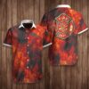 Firefighter Flag And Logo Hawaiian Shirt Red Flame Background American Flag Firefighter Shirt For Men 1.jpg