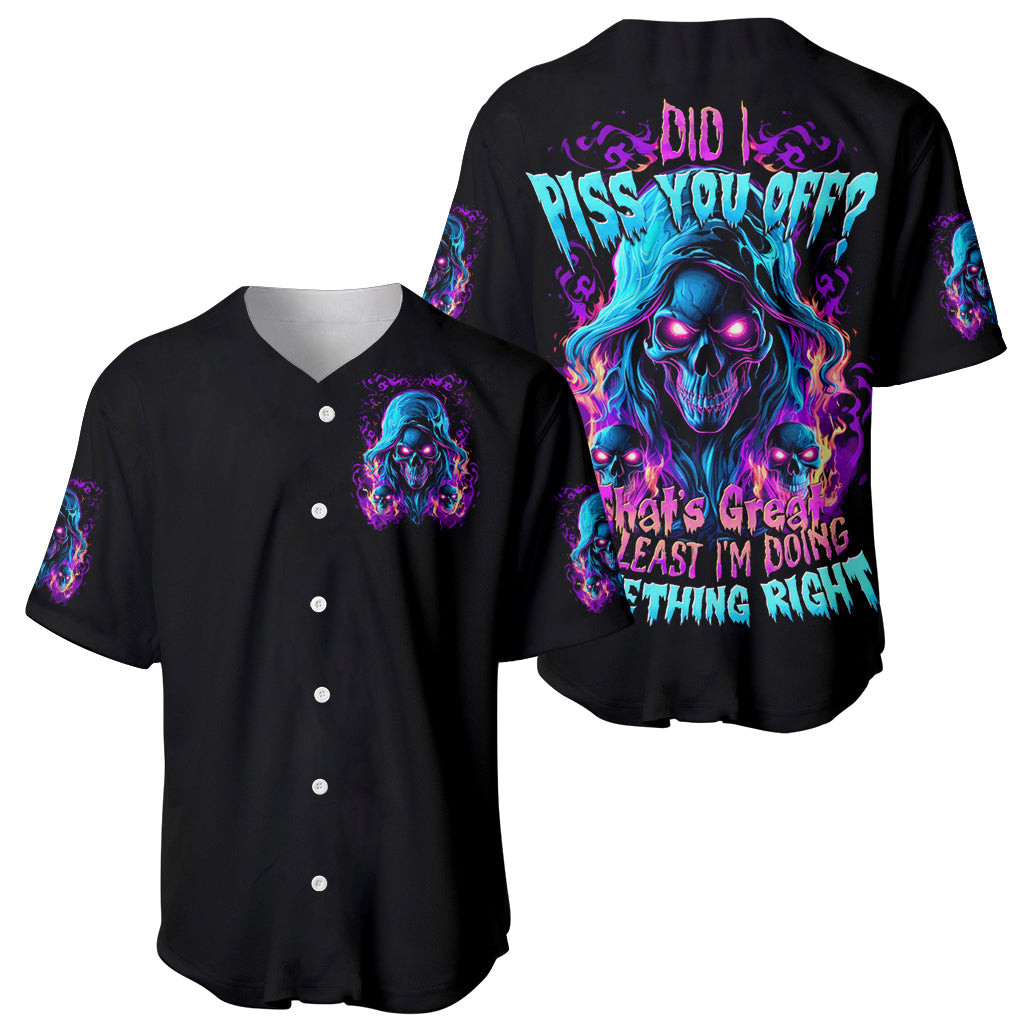 Flame Skull Baseball Jersey Did I Piss You Off That Great At Least Im Doing Something Right 1