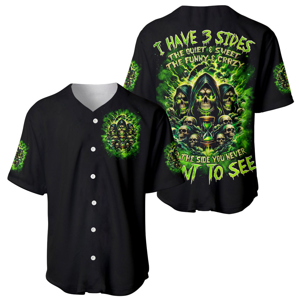 Flame Skull Baseball Jersey I Have 3 Sides Quite Sweet Funny Crazy 1
