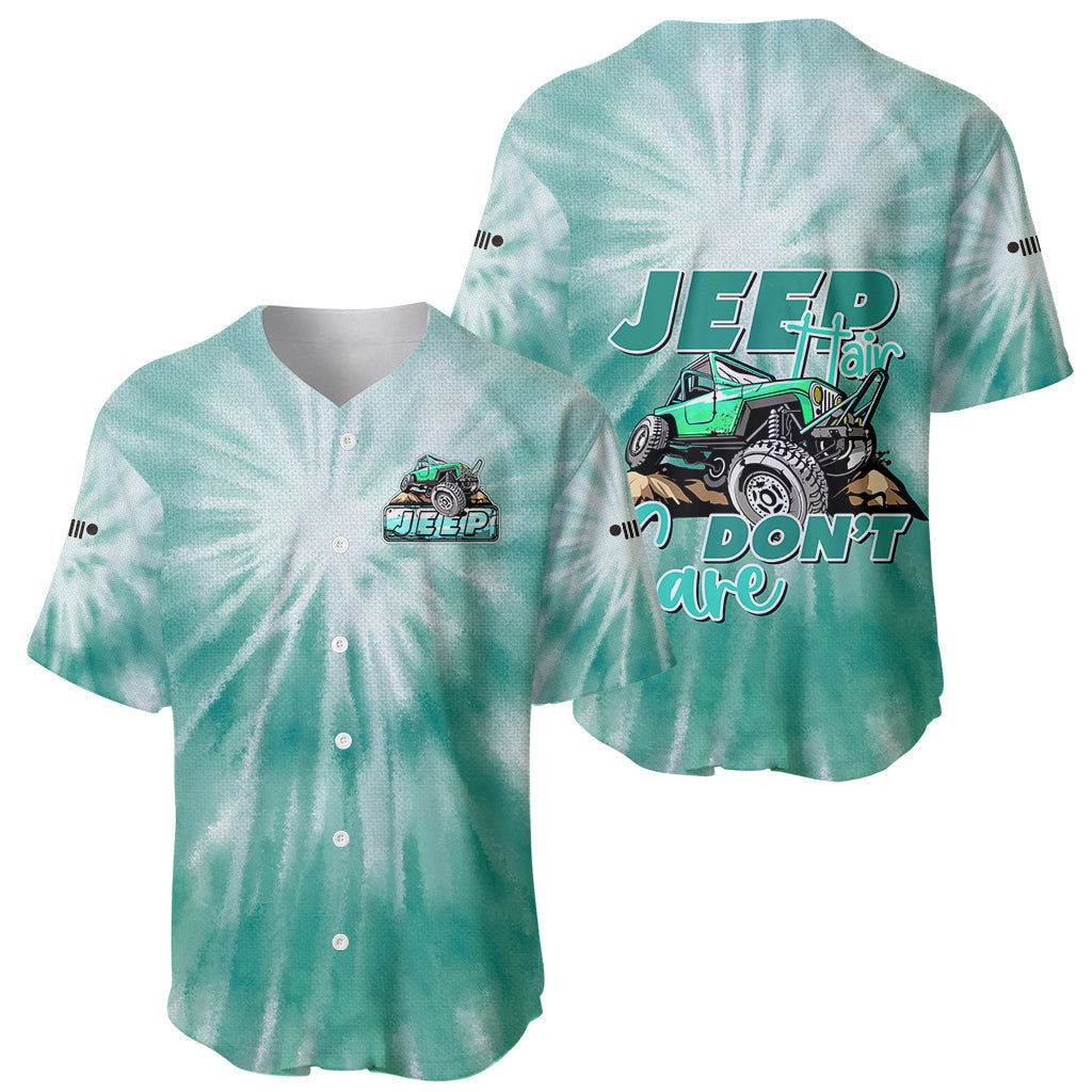 Green Jeep Tie Dye Baseball Jersey Jeep Hair Dont Care 1