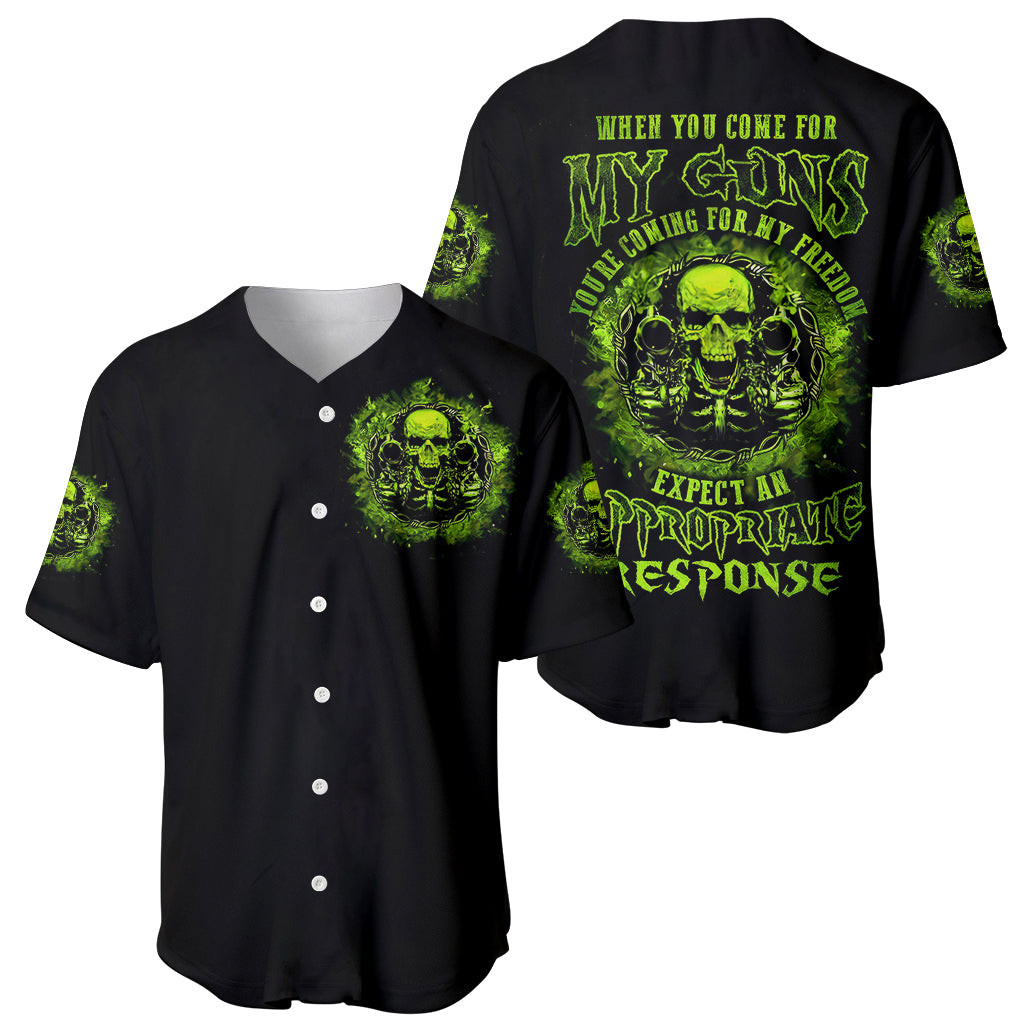 Gun Skull Baseball Jersey When You Come For My Gun Expect An Appropriate Response 1