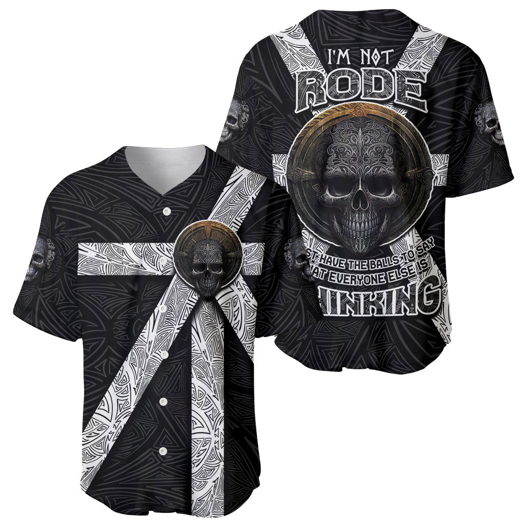 Hell Pattern Skull Baseball Jersey Im Not Rode I Just Hace The Balls To Say What Everyone Else is Thinking 1