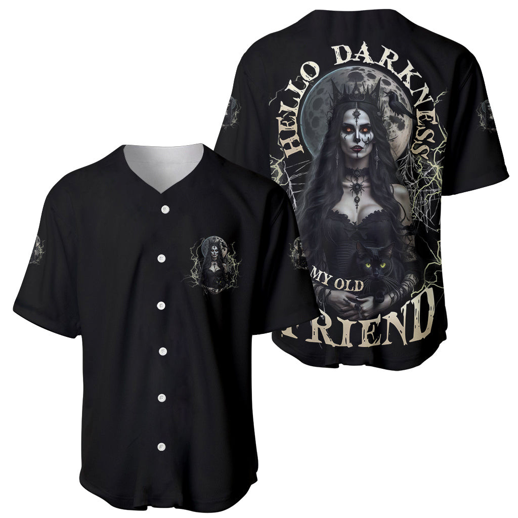 Hello Darkness My Old Friend Halloween Witch Baseball Jersey 1