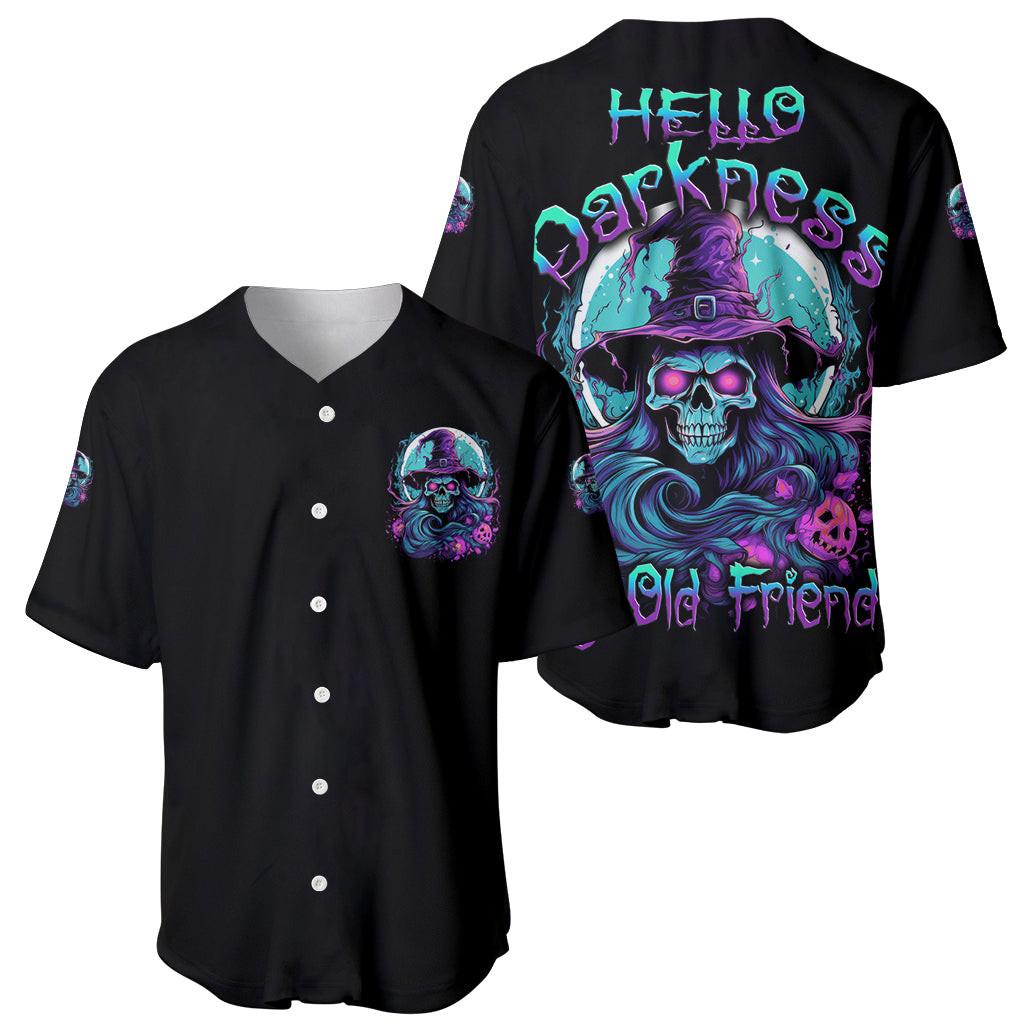 Hello Darkness My Old Friend Witch Halloween Baseball Jersey 1