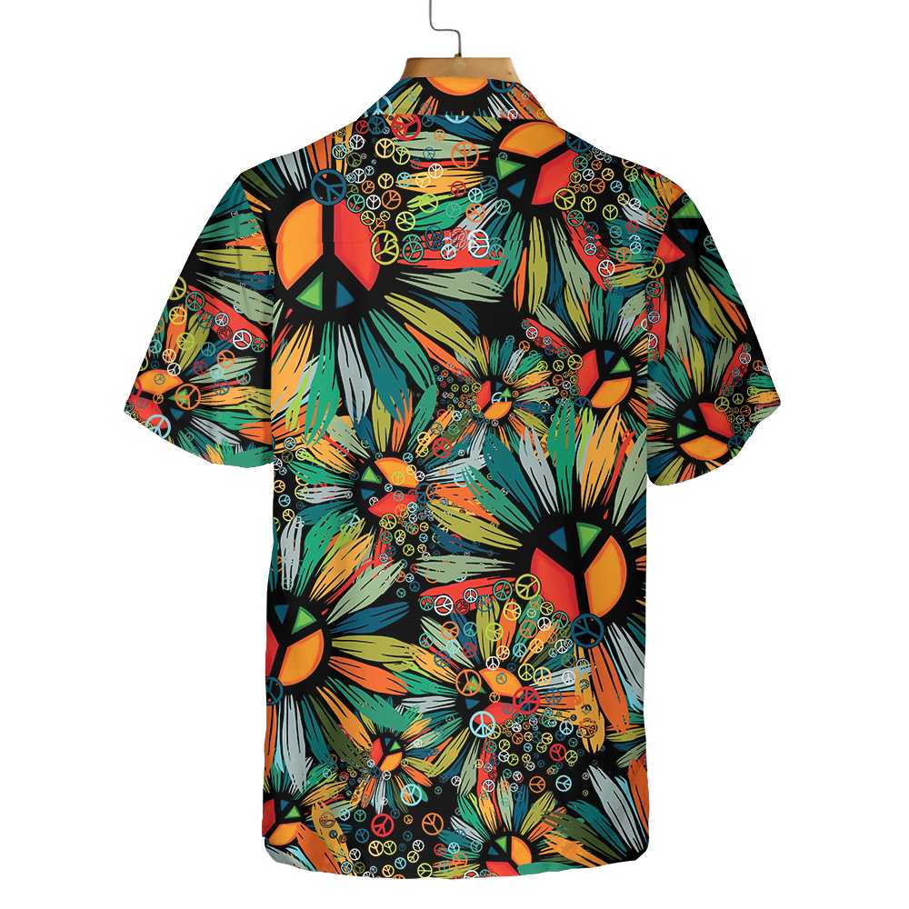 Hippie Soul Hawaiian Shirt Floral Hippie Peace Signs Shirt 2.jpg