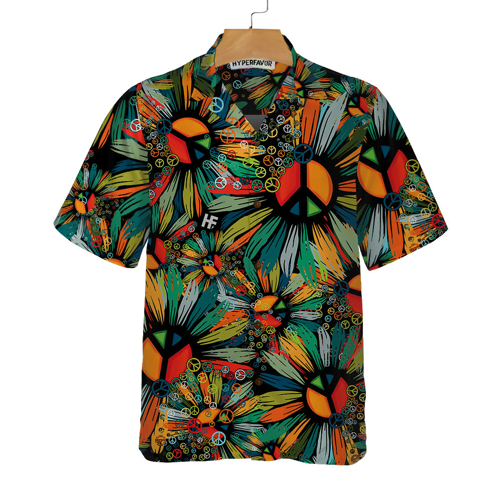Hippie Soul Hawaiian Shirt Floral Hippie Peace Signs Shirt 3.jpg
