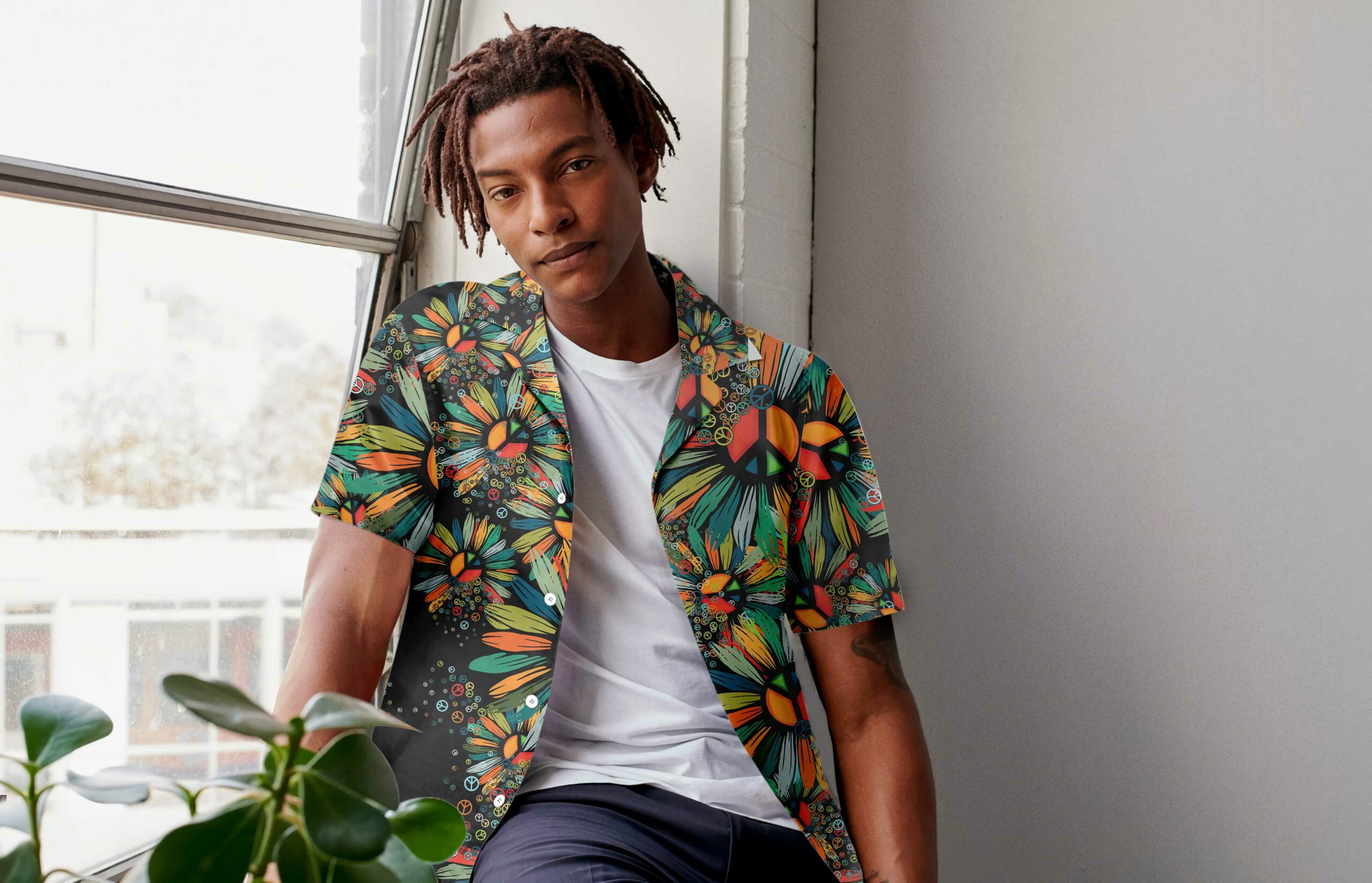 Hippie Soul Hawaiian Shirt Floral Hippie Peace Signs Shirt 4 scaled 1.jpg