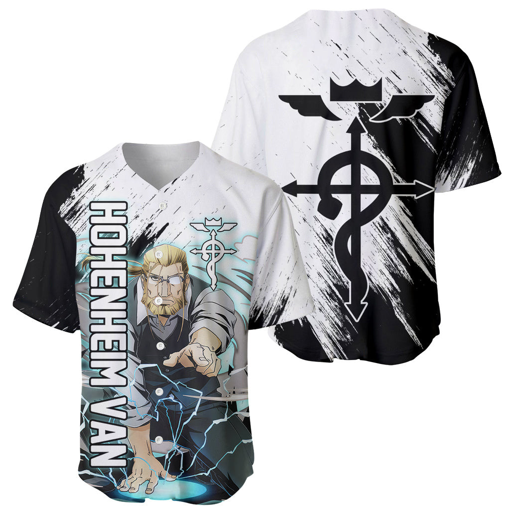 Hohenheim Van Fullmetal Alchemist Baseball Jersey Anime Grunge Pattern 1