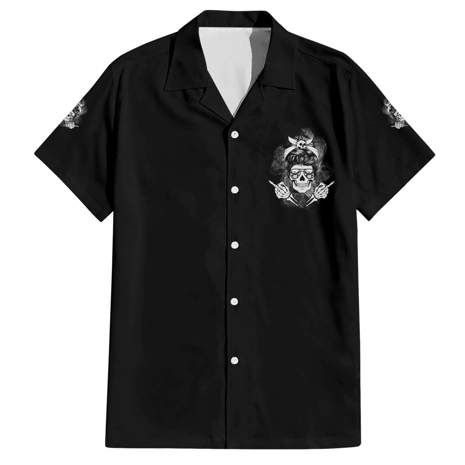 I Do What I Want Skull Black And White Hawaiian Shirt 2.jpg