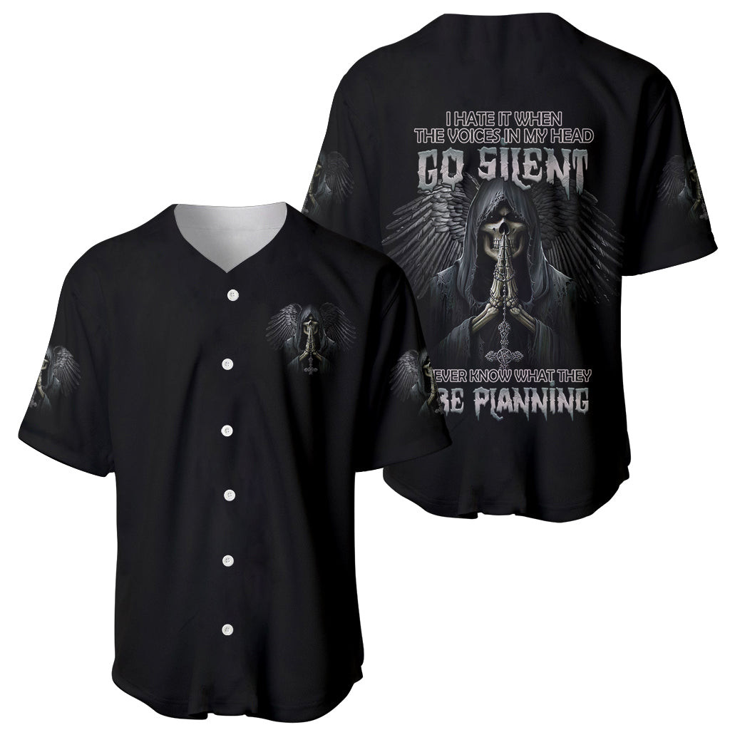 I Hate It When The Voices In My Head Skull Baseball Jersey 1