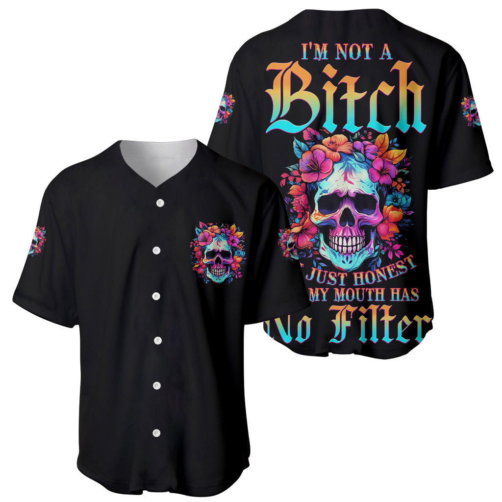 Im Not A B Im Just Honest Skull Roses Colorful Baseball Jersey 1