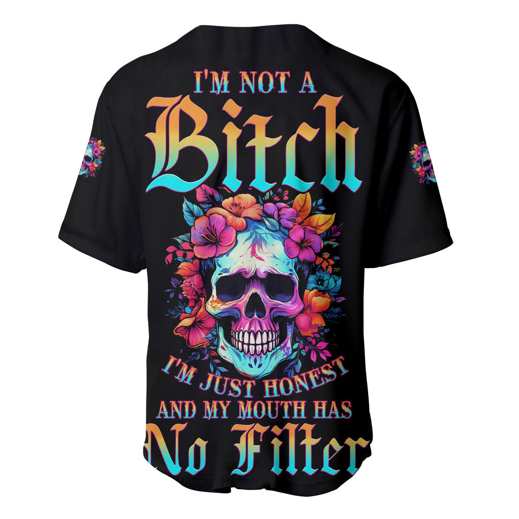Im Not A B Im Just Honest Skull Roses Colorful Baseball Jersey 2