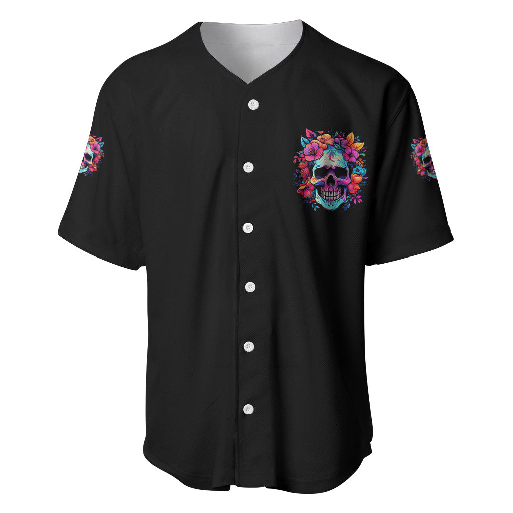 Im Not A B Im Just Honest Skull Roses Colorful Baseball Jersey 3