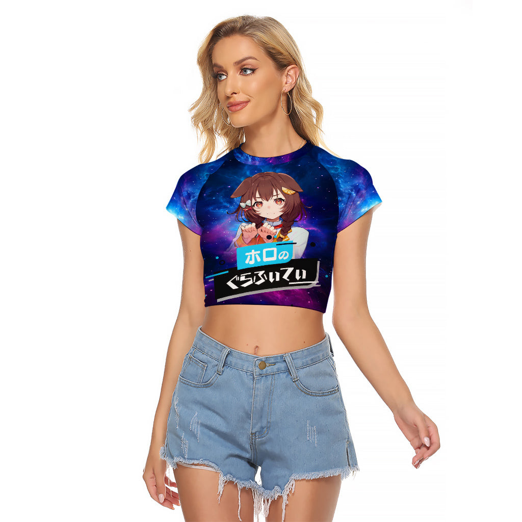 Inugami Korone Holo Live Raglan Cropped T Shirt Galaxy 1