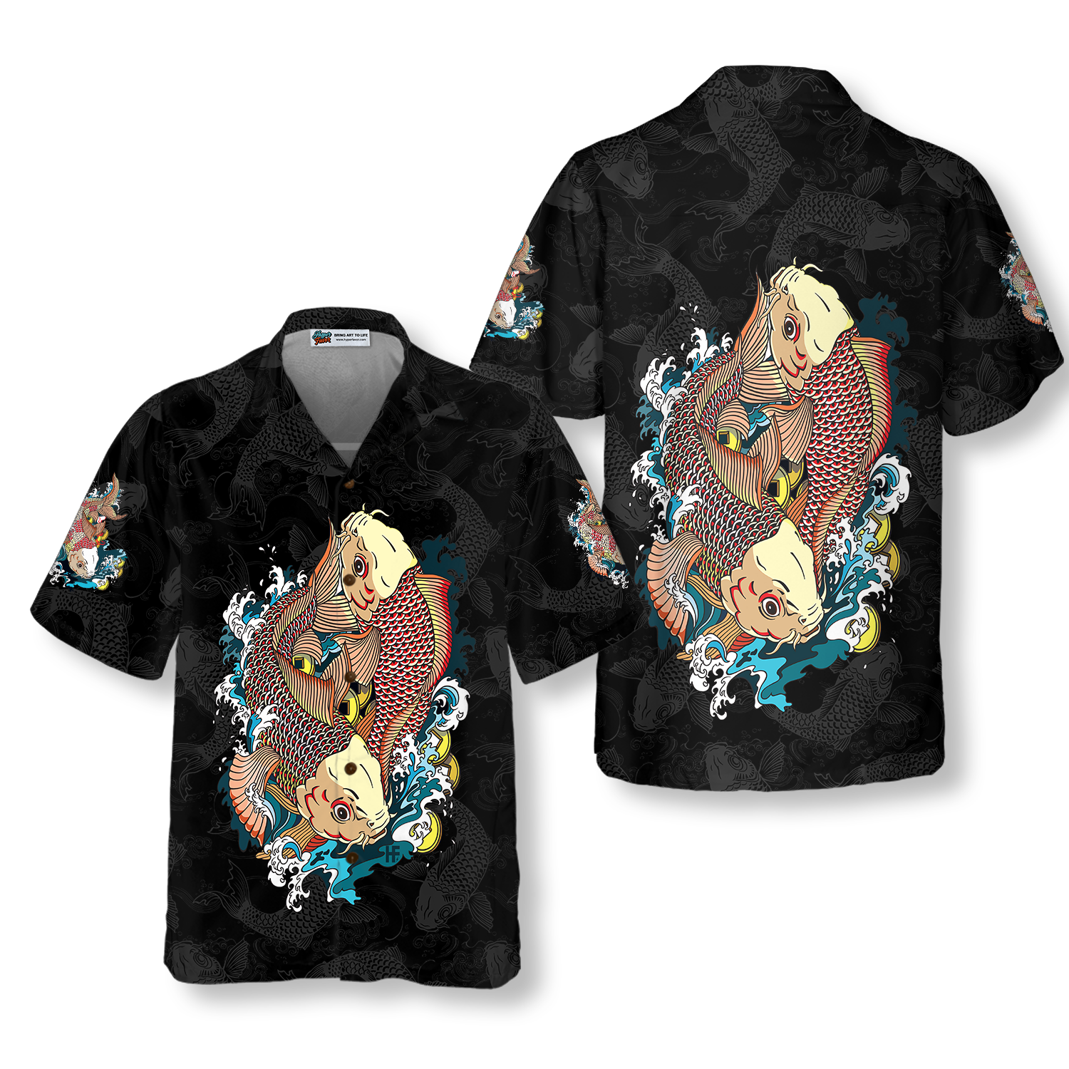 Japanese Carp Koi Gold Fishes Hawaiian Shirt 1.png