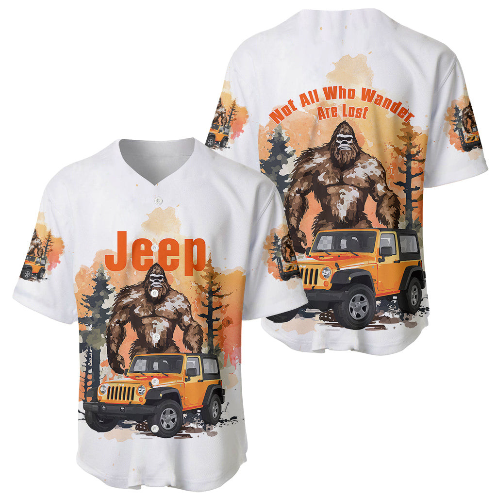 Jeep Bigfoot Baseball Jersey Not All Who Wander Are Lost 1