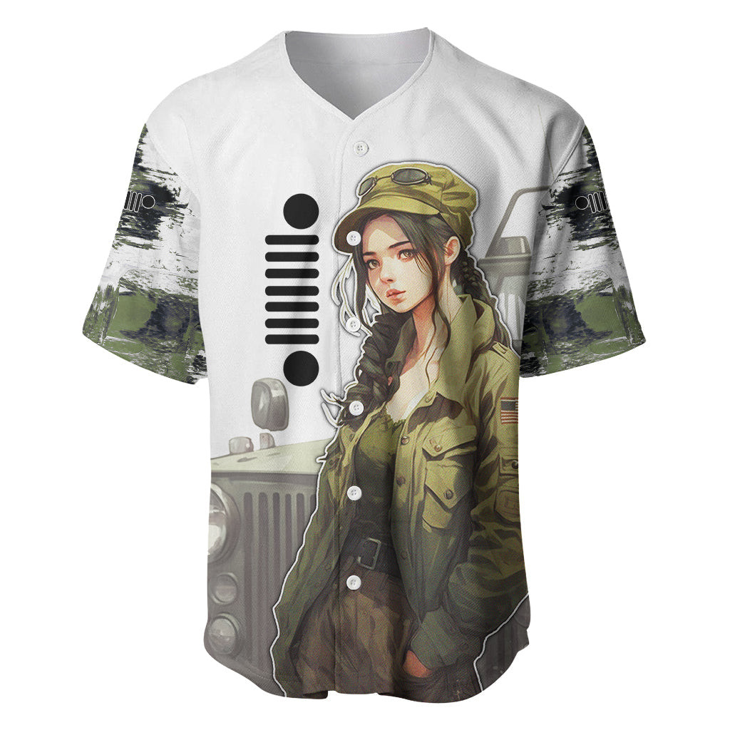 Jeep Camouflage Baseball Jersey Anime Jeep Machanic Girl 1
