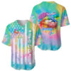 Jeep Girl Baseball Jersey Tie Dye American Flag Lips 1