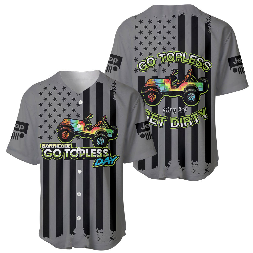 Jeep Go Topless Day 2023 Get Dirty Baseball Jersey Grey Version 1