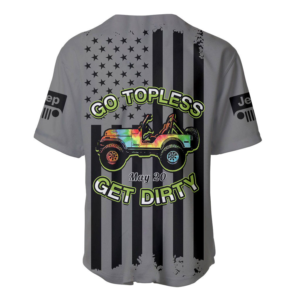 Jeep Go Topless Day 2023 Get Dirty Baseball Jersey Grey Version 3
